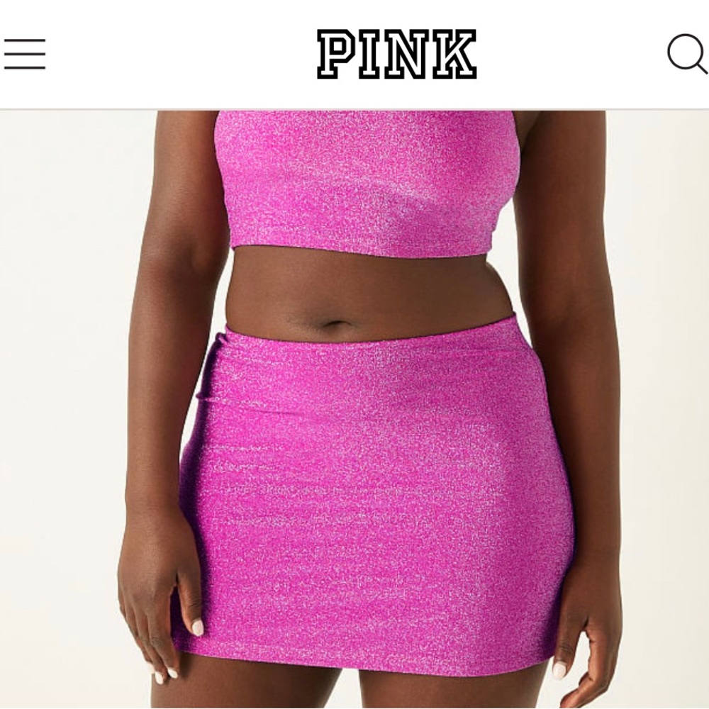 Victoria’ Secret BARBIE PINK SHIMMER BANDEAU BIKINI TOP & SKIRT